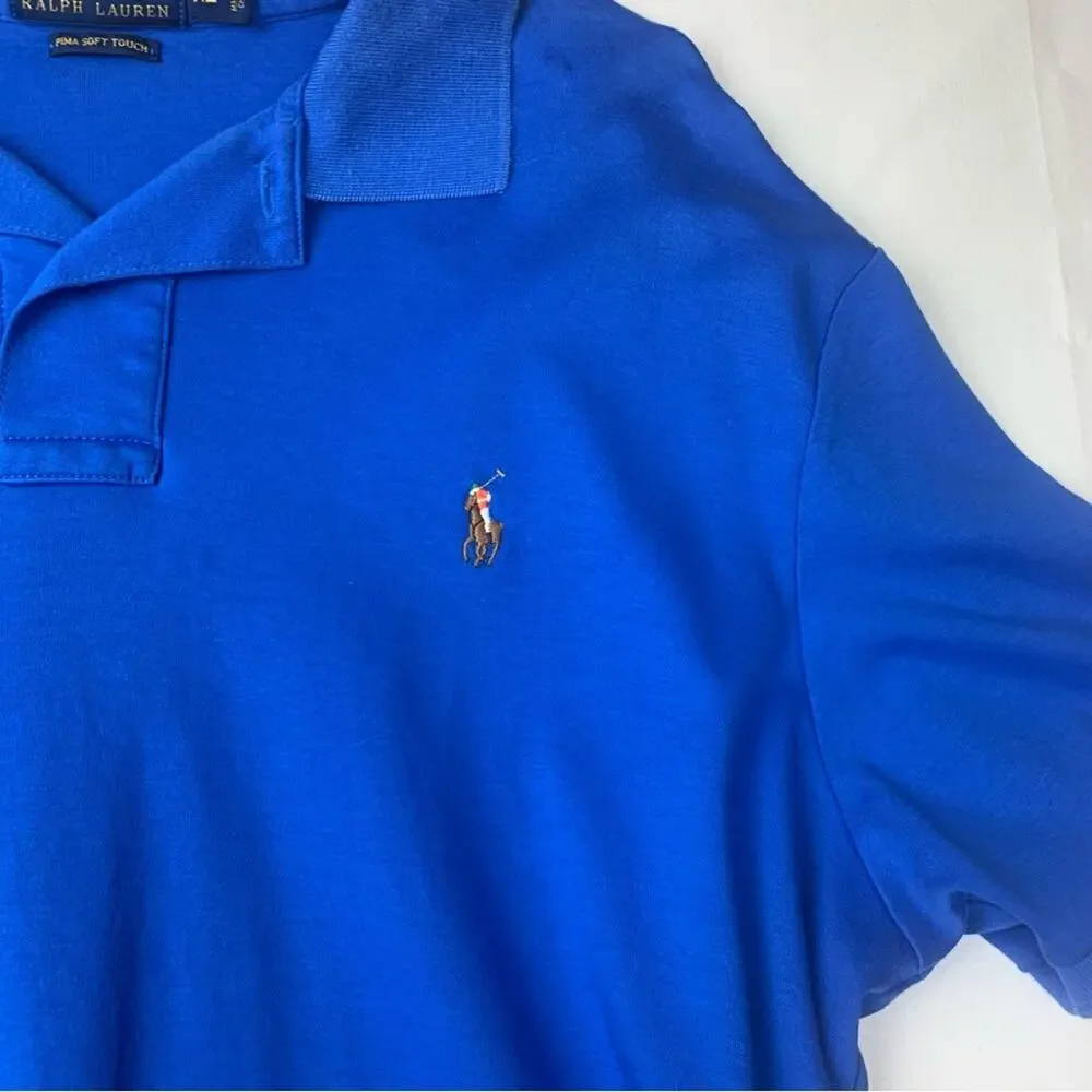 Polo Ralph Lauren size XL Pima soft touch Royal Blue Polo Shirt flaw preppy read